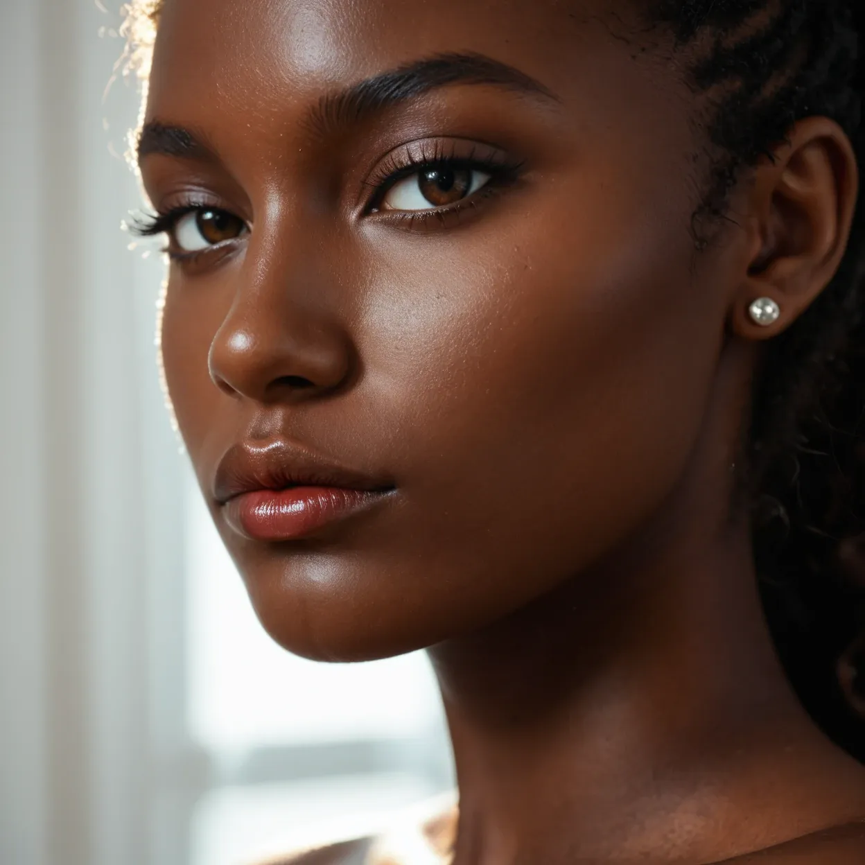 AI ebony porn — beautiful black woman, nude close-up  