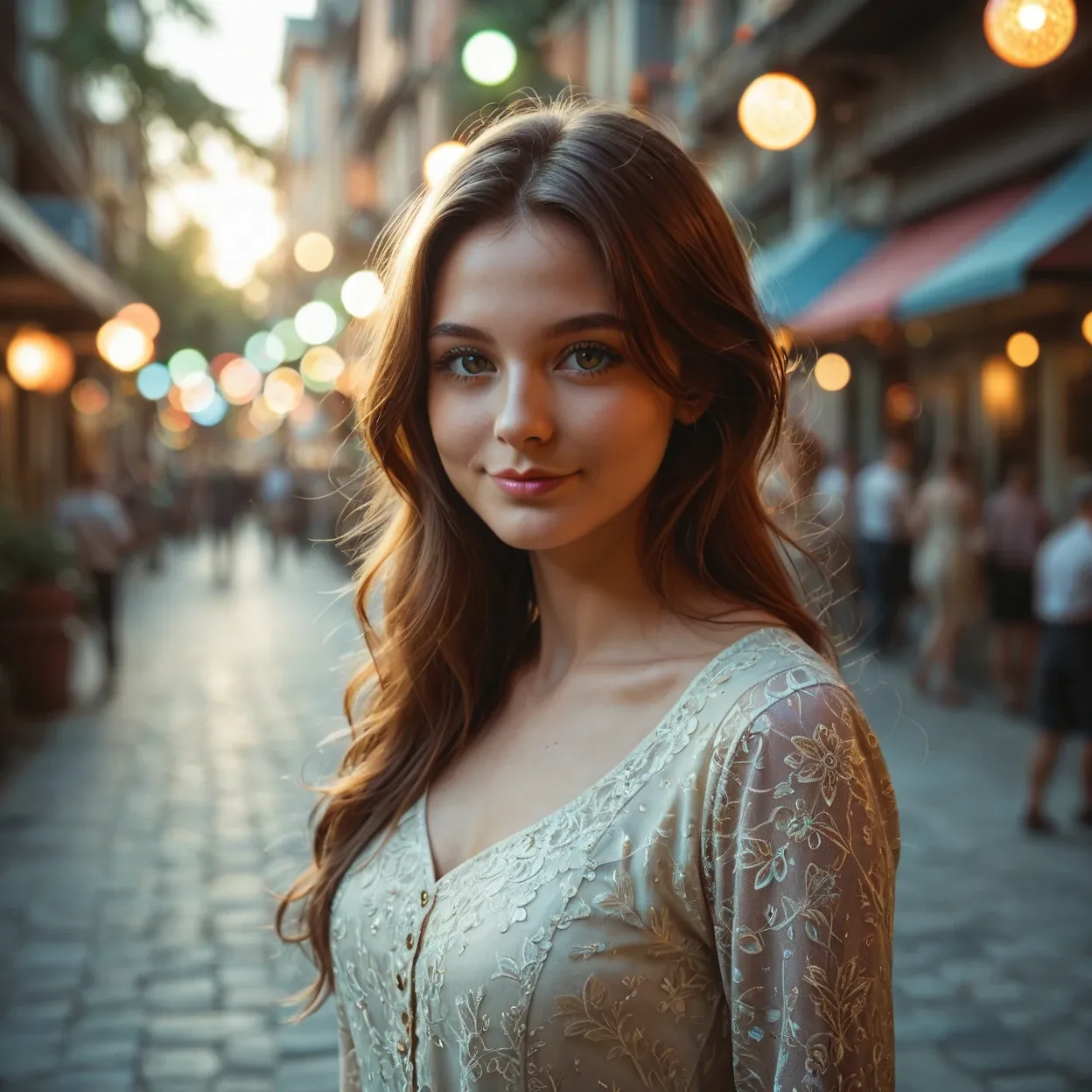 AI Girl Young with Bokeh Smile Alt